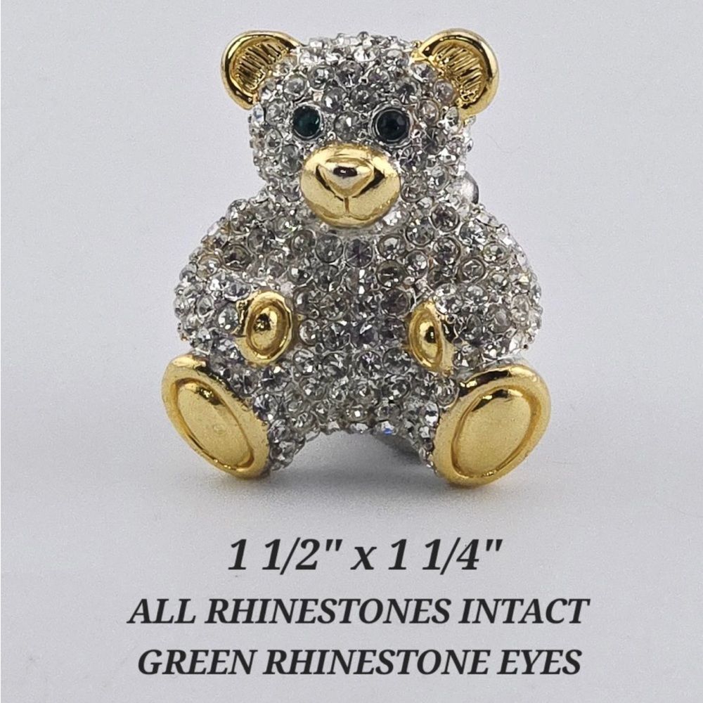 Sparkling Rhinestone Teddy Bear Brooch NWOT